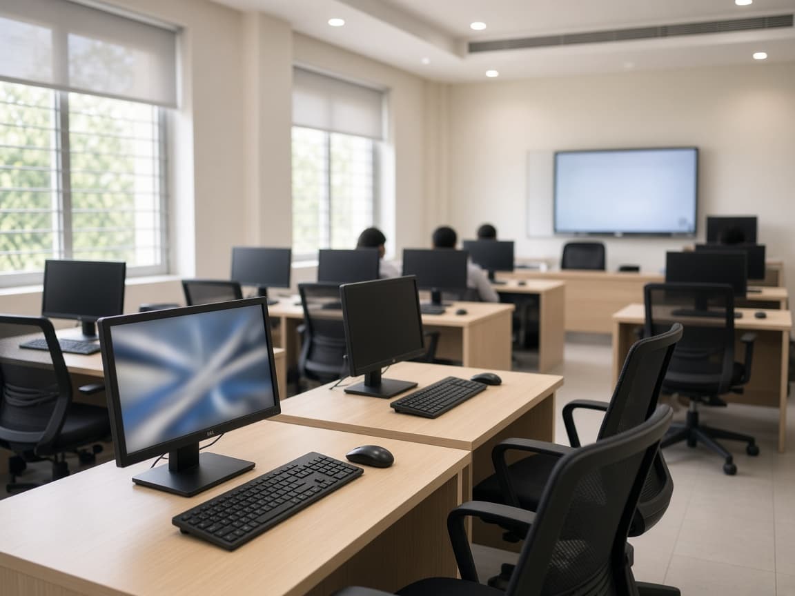 Students learning AI courses at Flex Academy campus in Sector 34-A Chandigarh