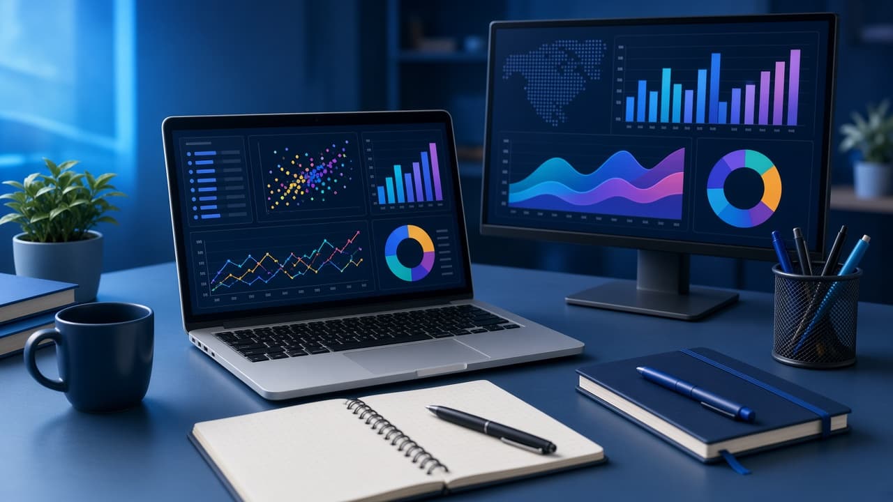 Data dashboard with charts and KPI cards