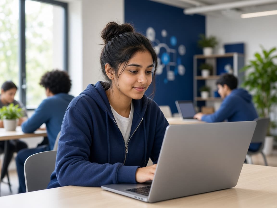 Student learning with laptop at Flex Academy Chandigarh